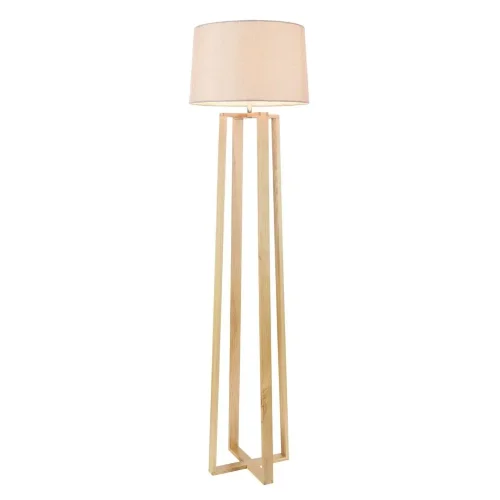 Торшер выполнен в современном стиле в неброской светлой цветовой гамме. Арматура изделия сделана из металла и древесины, а абажур - из ткани. Визуальная простота дизайна позволяет вписать торшер Nubi даже в готовый современный интерьер. (Дерево) - фото