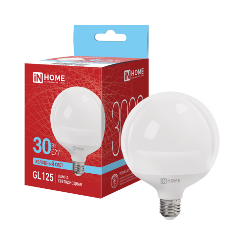 Лампа светодиодная LED-GL125-VC 30Вт 230В Е27 6500К 3000Лм 125мм IN HOME - Фото