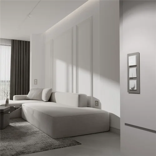 Рамка из стекла на 3 поста Senso дымчатый soft-touch W0033117 - фото 2