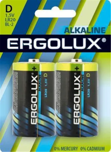 Элемент питания алкалиновый D/LR20 1.5В Alkaline BL-2 (блист.2шт) Ergolux 11752 - фото