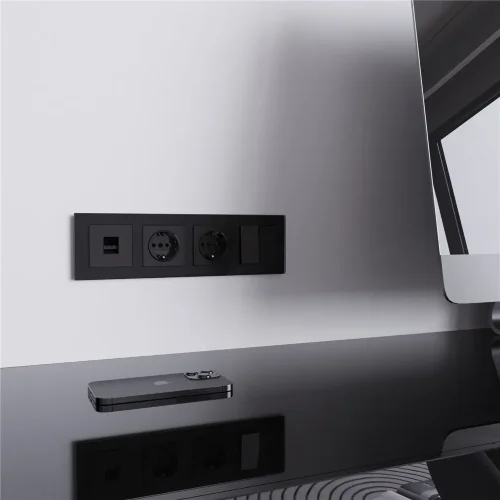 Розетка Ethernet RJ-45 (черный акрил) W1181048 - фото 2