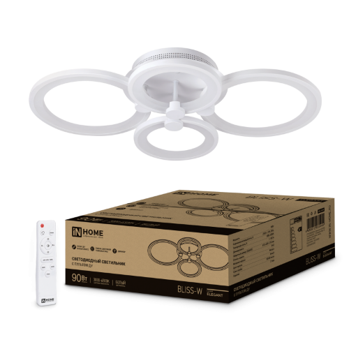 Светильник светодиодный ELEGANT BLISS-W 90Вт 230В 3000-6500K 610х400х130мм c пультом ДУ белый IN HOME - Фото 2