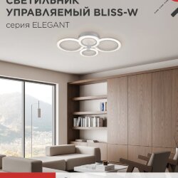 Светильник светодиодный ELEGANT BLISS-W 90Вт 230В 3000-6500K 610х400х130мм c пультом ДУ белый IN HOME