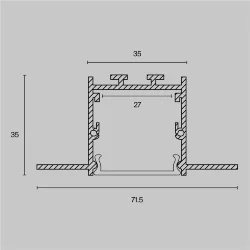 Алюминиевый профиль встраиваемый скрытого монтажа 71×35 (Серебро, 2 м), ALM-7135-S-2M (Серебро)