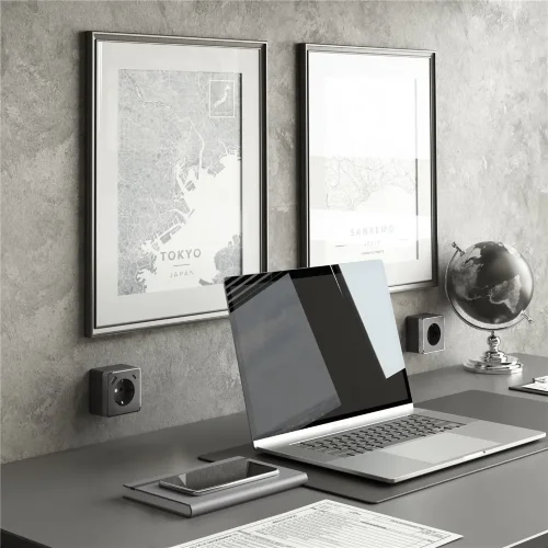 Розетка с заземлением, шторками и USB тип A+C Gallant графит рифленый W5071704 - фото 2