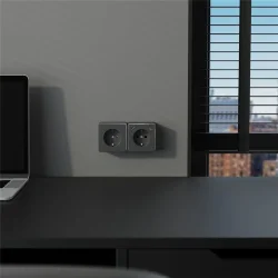 Розетка с заземлением, шторками и USB тип A+C Gallant графит рифленый W5071704