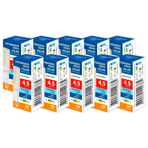LED-JCD-4.5W-4000K-G9-CL-SLS SET10 Лампа светодиодная, Форма JCD, прозрачная, Серия Optima, Белый свет 4000K, Упаковка 10 штук - фото 1