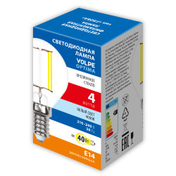 LED-G45-4W-4000K-E14-CL-SLF Лампа светодиодная, Форма шар, прозрачная, Белый свет 4000K