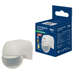 USN-R20 2000W-180R WHITE Датчик движения ИК, 12м, 10сек, 7мин., IP44, Белый, TM Uniel