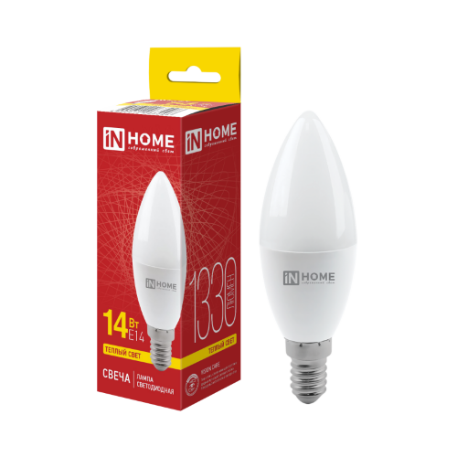 Лампа светодиодная LED-СВЕЧА-VC 14Вт 230В E14 3000K 1330Лм IN HOME - Фото