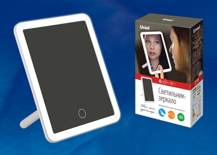 TLD-591 White-LED-80Lm-6000K-Dimmer Настольный светильник зеркало, 4W, Встроенный аккумулятор 3.7V-600mAh, Сенсорный выключатель, Диммер, Белый - фото 5