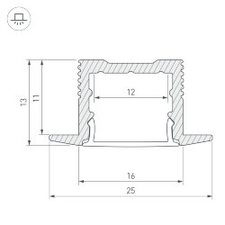 Профиль SL-SLIM-H13M-F25-2000 ANOD (Arlight, Алюминий)