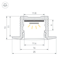 Профиль SL-SLIM-Н13М-F25-2000 ANOD (Arlight, Алюминий) 023719
