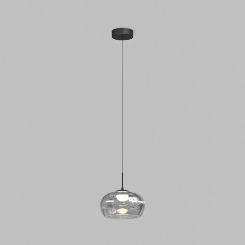Светильник подвесной FLOA, 16 Вт, 3000К, ?280?1500 мм, металл, стекло, черный, дымчатый серый.