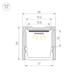Профиль SL-SLIM20-Н20-2000 WHITE (Arlight, Алюминий) 047631