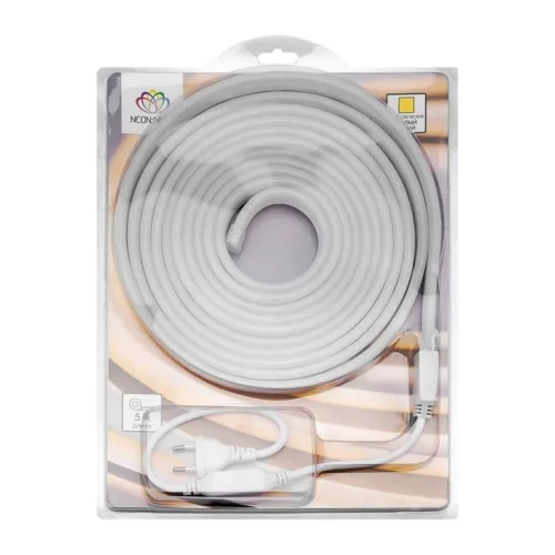 Шнур светодиодный гибкий неон LED SMD 8х16мм 120LED/м односторонний тепл. бел. 5м Neon-Night 131-006 - фото 4