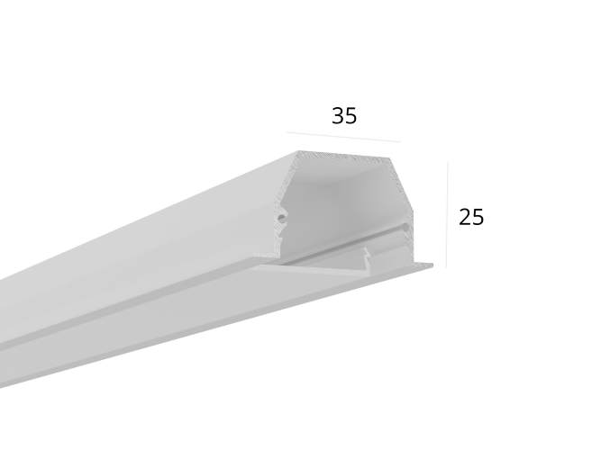 Алюминиевый LED профиль LINE 3525 IN ral9003 LT70 (с экраном) — 2500мм - фото 1