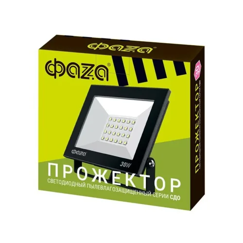 Прожектор светодиодный СДО-20 30Вт 6500К IP65 230В BL ДО прозр. закален. стекло ФАZА 5047280 - фото 7