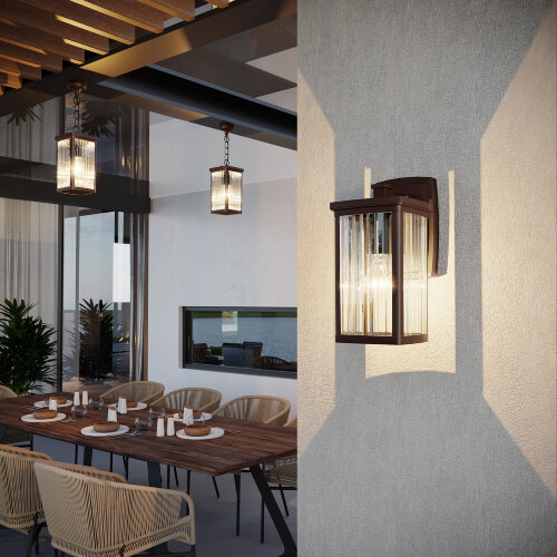 Настенный уличный светильник Lame D кофе IP33 - Фото 3