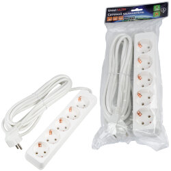 S-GCU5-5 WHITE Удлинитель серии Ultra, шнур 5м., 5 гнезд, 16A, с-з, Белый, TM Uniel