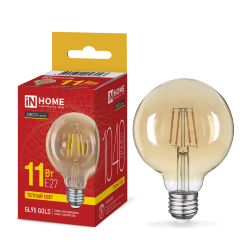Лампа светодиодная LED-GL95-deco gold 11Вт 230В E27 3000K 1040Лм 95мм золотистая IN HOME