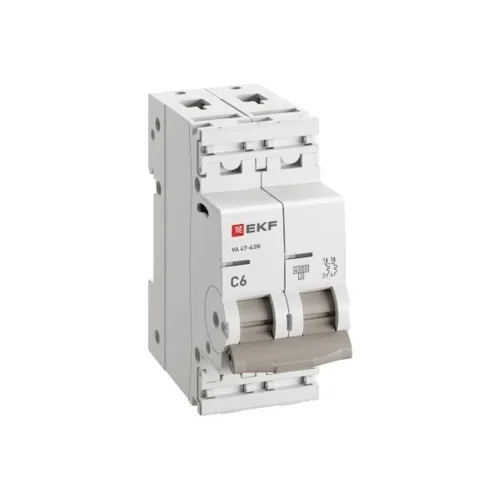 Выключатель автоматический 2п C 6А 4.5кА ВА 47-63N PROxima EKF M634206C - фото 2