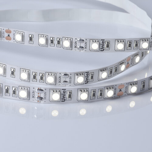 ULS-M25-5050-60LED-m-10mm-IP20-DC12V-14.4W-m-5M-4000K PROFI Гибкая светодиодная лента на самоклеящейся основе, Катушка 5м, в герметичной упаковке, Белый свет4000К. - фото 2