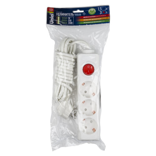 S-GCD3-3B Удлинитель Uniel серии Стандарт, с-з, 3 гн., шнур 3 м, выкл. - фото 6