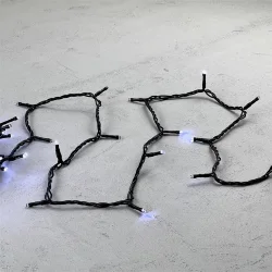 Гирлянда Нить 10м Белая с Мерцанием Каждого Диода 24В, 100 LED, Провод Черный ПВХ, IP54