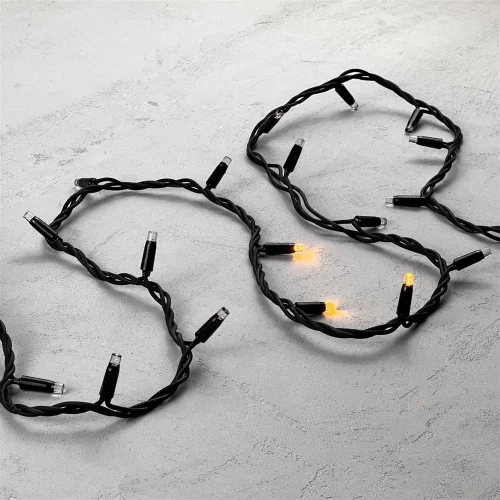 Гирлянда Нить 10м Желтая с Мерцанием Каждого Диода 220В, 100 LED, Провод Черный Каучук, IP65. Фото 2.