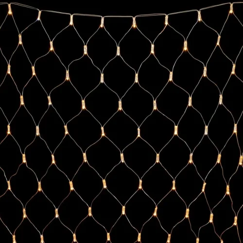 Светодиодная Сеть с Колпачком 2 x 2 м Тепло-Белая 220В, 256 LED, Провод Прозрачный ПВХ, IP65. Фото 1.