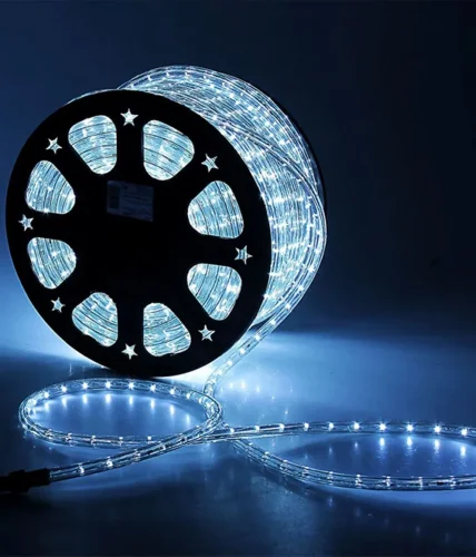 Светодиодный Дюралайт Ø13 мм Белый 220В, 36 LED/м, Свечение 360°, IP65, Бухта 100м. Фото 1.