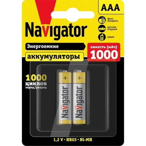 Аккумулятор AAA/HR03 94 462 NHR-1000-HR03-BP2 (блист.2шт) Navigator 94462 - фото
