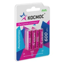 Аккумулятор AAA/R03 600мА.ч NI-MN BP-4 (блист.4шт) КОСМОС KOCR03NIMH600mAh4BL