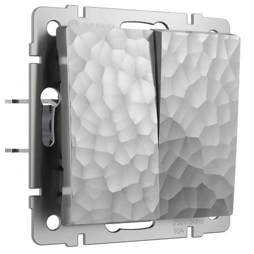 Выключатель двухклавишный (Hammaer серебряный) W1220006 - фото