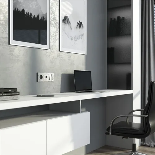 Выключатель двухклавишный (Hammaer серебряный) W1220006 - фото 2