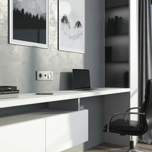 Выключатель двухклавишный (Hammaer серебряный) W1220006 - фото 2