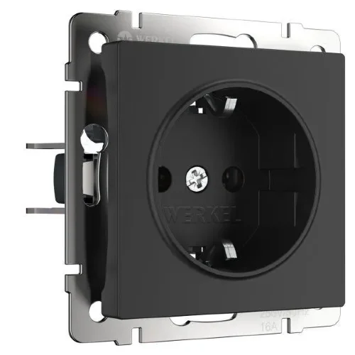 Розетка с заземлением (черный матовый) W1171008 - фото