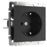 Розетка с заземлением (черный матовый) W1171008 - фото