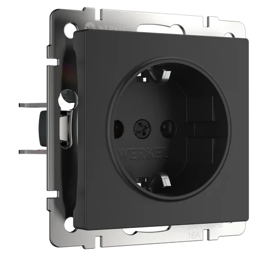 Розетка с заземлением (черный матовый) W1171008 - фото 2