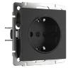 Розетка с заземлением (черный матовый) W1171008 - фото 2