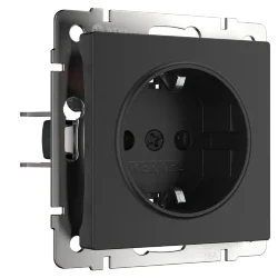 Розетка с заземлением (черный матовый) W1171008