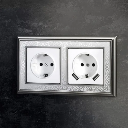 Розетка с заземлением, шторками и USBх2 (белая) W1171501 - фото 6