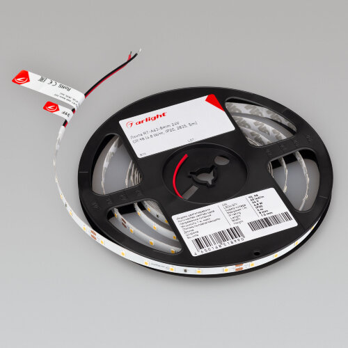 Светодиодная лента RT-A60-8mm 24V Warm2700 CRI98 (4.8 W/m, IP20, 2835, 5m) (Arlight, 4.8 Вт/м, IP20) - фото 2