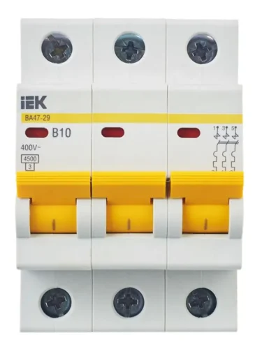 Выключатель автоматический модульный 3п B 10А 4.5кА ВА47-29 KARAT IEK MVA20-3-010-B - фото 2