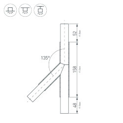 Тройник PLS-LOCK-Н25-Т135R правый (с экраном МАТ-L) (Arlight, Металл) 026242