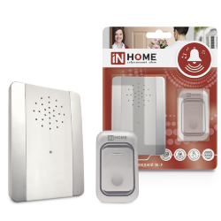 Звонок беспроводной ЗБ-9 38 мелодий с регулировкой звука, подсветкой, 150м цифр. кодир. с кнопкой IP44 СЕРЕБРЯНО-БЕЛЫЙ IN HOME