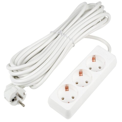 S-GCU3-7 WHITE Удлинитель серии Ultra, шнур 7м., 3 гнезда, 16A, с-з, Белый, TM Uniel - фото 1