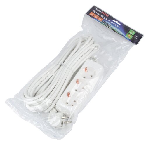 S-GCU3-7 WHITE Удлинитель серии Ultra, шнур 7м., 3 гнезда, 16A, с-з, Белый, TM Uniel - фото 2