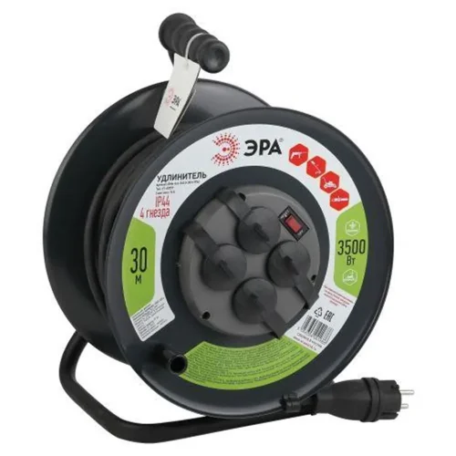 Удлинитель на метал. катушке 4х30м с заземл. 16А IP44 RMx-4es-3х2.5-30m-IP44(KG) КГ 3х2.5 Эра Б0043058 - фото